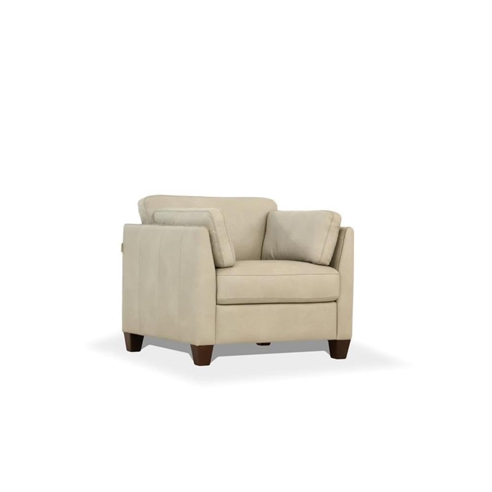 Acme Matias Leather Accent Chair in Dusty White